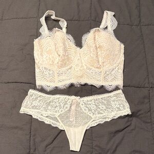 Victoria's Secret Lace Bralette and Panty Set - Cream